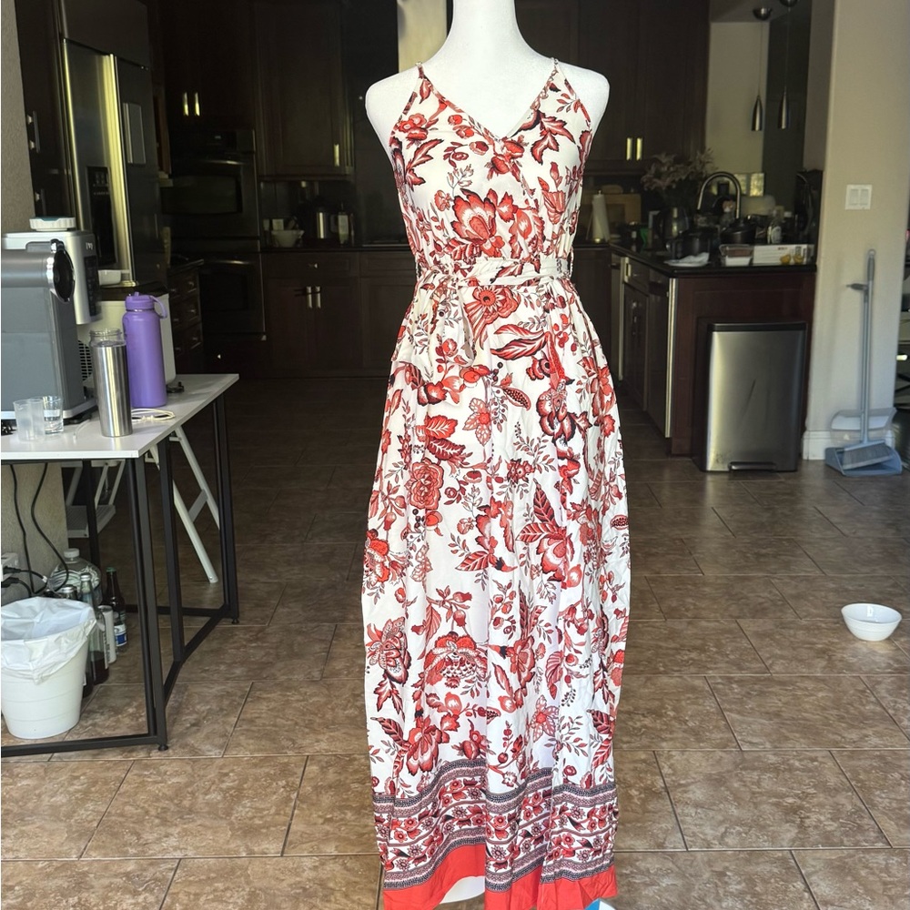 CUPSHE Floral Red and White Maxi Dress